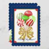 クリスマスの棒つきキャンデーキャンデーの砂糖菓子の弓 シーズンカード (正面/裏面)