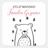 クリスマスの森でクマ スクエアシール (正面)