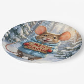 クリスマスの森のねずみ ペーパープレート (アングル)