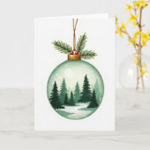 クリスマスの森のオーナメント カード (黄色い花)