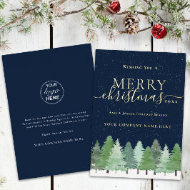クリスマスの森の会社のロゴ 箔シーズンカード