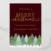 クリスマスの森の会社のロゴ 箔シーズンカード (正面)