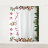 クリスマスの森の動物 赤ちゃん 寒い タペストリー (正面)