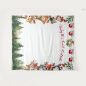 クリスマスの森の動物 赤ちゃん 寒い タペストリー (正面(横))