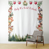 クリスマスの森の動物 赤ちゃん 寒い タペストリー (インサイチュ)