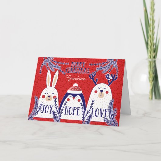 クリスマスの森の生き物 シーズンカード (正面)