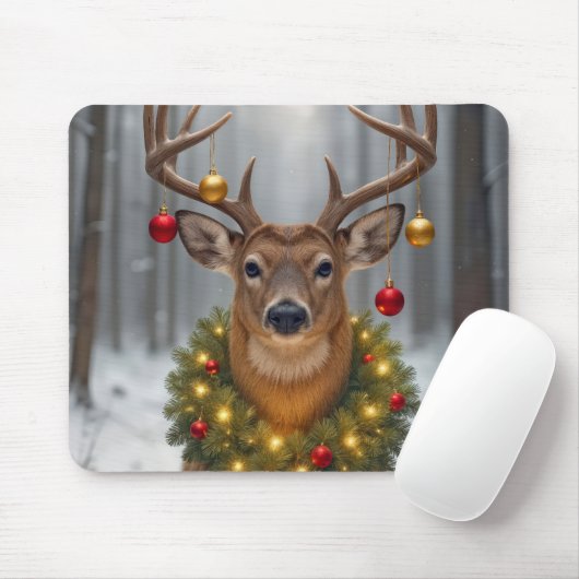クリスマスの森の鹿 オルナメント マウスパッド (マウス)