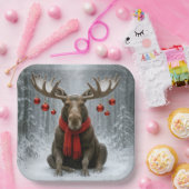 クリスマスの森の鹿 ペーパープレート (パーティー)