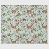 クリスマスの森林の植物画 ラッピングペーパー (フラット)