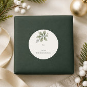クリスマスの植物グリーンイラスト上品 ラウンドシール