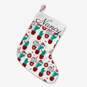 クリスマスの植物サボテンの緑の白さ スモールクリスマスストッキング (正面 (吊り時))
