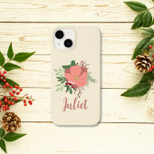 クリスマスの植物画 名前入り iPhoneケース