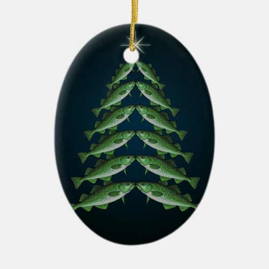 クリスマスの楕円形のオーナメントの12タラ セラミックオーナメント (正面)