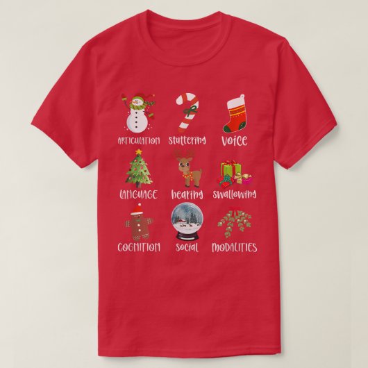 クリスマスの業務範囲SLPスピーチ言語Pa Tシャツ (デザイン正面)