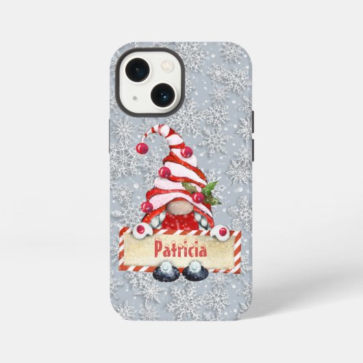 クリスマスの楽しいグノーム 名前を入れて iPhoneケース (裏面)