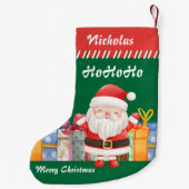 クリスマスの楽しいサンタクロースとプレゼント スモールクリスマスストッキング (裏面)