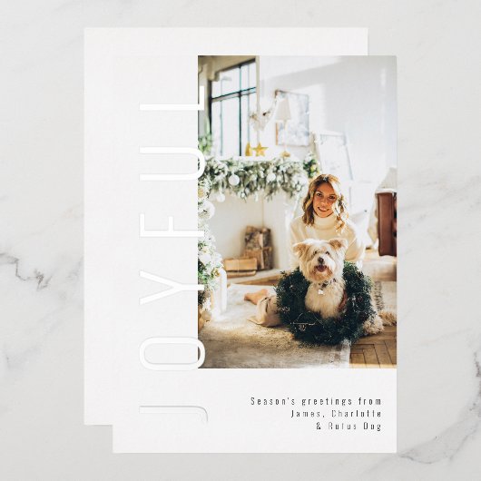 クリスマスの楽しい写真 箔シーズンカード (正面/裏面)