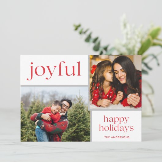クリスマスの楽しい家族の写真モデラー シーズンカード (スタンド正面)