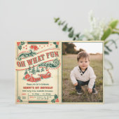 クリスマスの楽しい思い出 レトロ ヴィンテージ 誕生日写真 招待状 (スタンド正面)