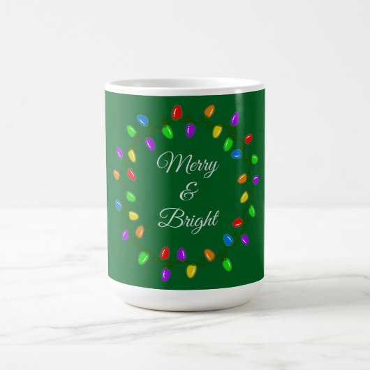 クリスマスの楽しい明るいライト コーヒーマグカップ (中央)