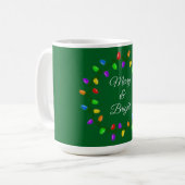 クリスマスの楽しい明るいライト コーヒーマグカップ (正面左)