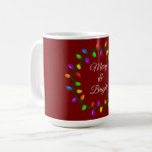 クリスマスの楽しい明るいライト コーヒーマグカップ (正面左)