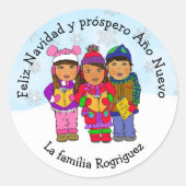 . .クリスマスの楽しい歌い手が個性を発揮するのを祈る ラウンドシール (正面)