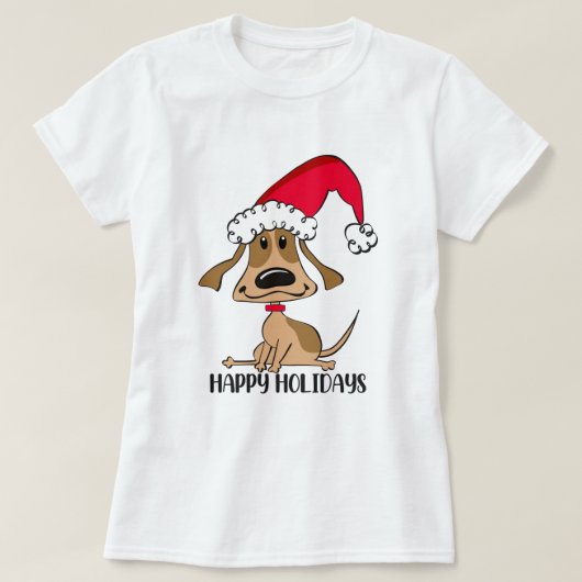クリスマスの楽しい犬 Tシャツ (デザイン正面)