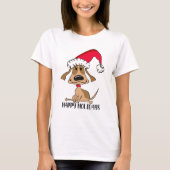 クリスマスの楽しい犬 Tシャツ (正面)