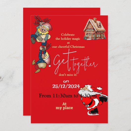 クリスマスの楽しい集まり 招待状 (正面/裏面)