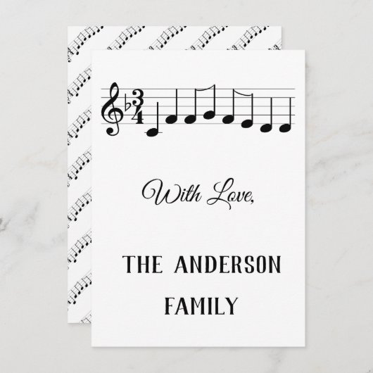 クリスマスの楽しい音楽ノートをお願い シーズンカード (正面/裏面)