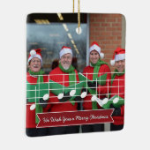 クリスマスの楽しい音符フォトレッドをお願い セラミックオーナメント (右)