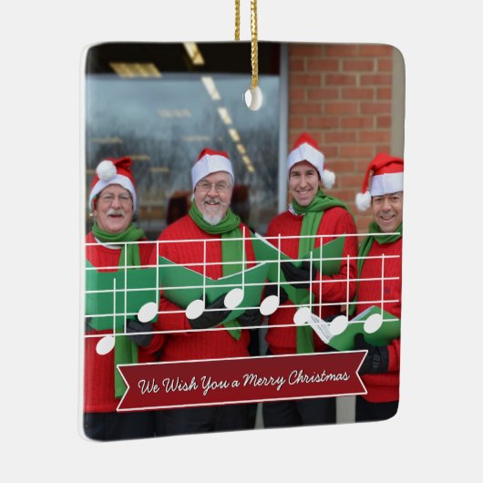 クリスマスの楽しい音符フォトレッドをお願い セラミックオーナメント (右)