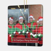 クリスマスの楽しい音符フォトレッドをお願い セラミックオーナメント (左)