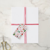クリスマスの楽しさ ピンクとレッド ギフトタグ (より糸付き)