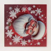 クリスマスの楽しみのためのサンタの雪の降るシーン ジグソーパズル (横)