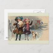 「クリスマスの楽しみ」ヴィンテージはがき シーズンポストカード (正面/裏面)