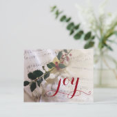 クリスマスの楽譜の上にホリーの枝 シーズンポストカード (スタンド正面)