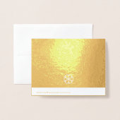 クリスマスの様式化されたスクリプトとスノーフレークの写真金ゴールド 箔カード (裏面封筒付き)