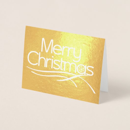クリスマスの様式化されたスクリプトとスノーフレークの写真金ゴールド 箔カード (正面)