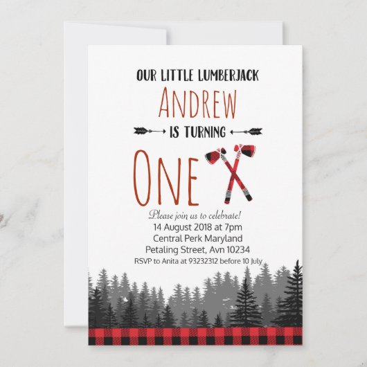 クリスマスの樵の誕生日の森林招待状 招待状 (正面)