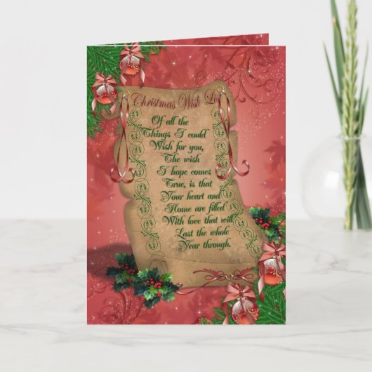 クリスマスの欲しい物のリストの挨拶状のノスタルジック シーズンカード (正面)