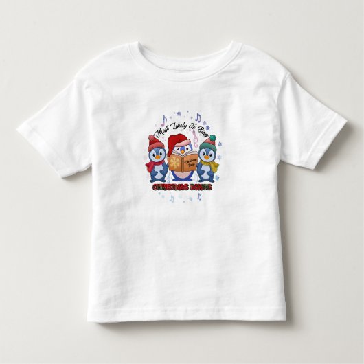 クリスマスの歌を歌うかわいいPinguins トドラーTシャツ (正面)