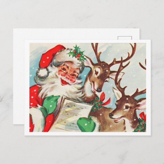 クリスマスの歌を歌う2人のデールとサンタクロース ポストカード (正面/裏面)