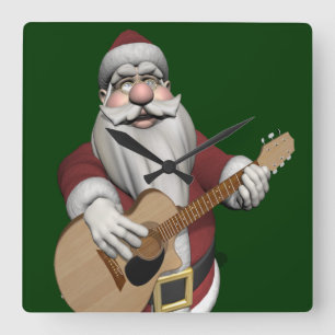 クリスマスの歌を遊んでいる音楽的なサンタクロース スクエア壁時計
