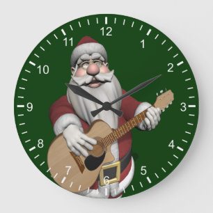 クリスマスの歌を遊んでいる音楽的なサンタクロース ラージ壁時計