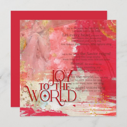 クリスマスの歌詞が世界に喜ぶ赤と金ゴールド シーズンカード (正面/裏面)