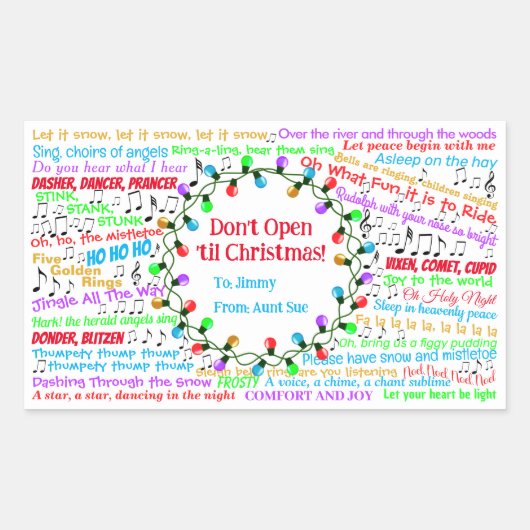 クリスマスの歌詞 長方形シール (正面)