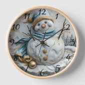 クリスマスの歓喜の雪だるま 壁時計 (正面)