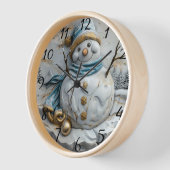 クリスマスの歓喜の雪だるま 壁時計 (傾斜)